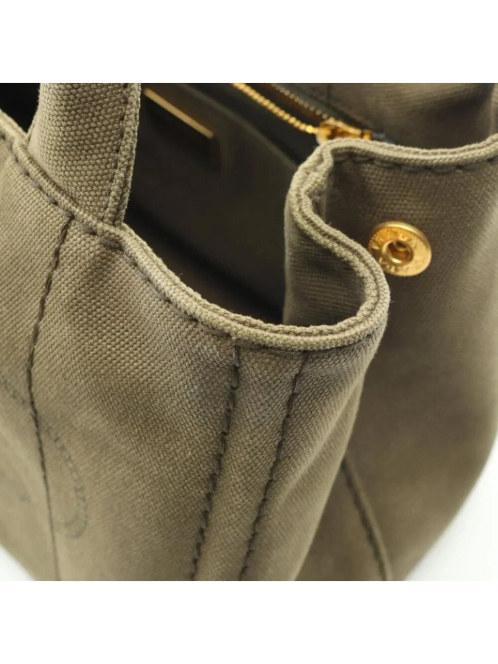 Prada Tote Canapa Khaki Canvas Mini